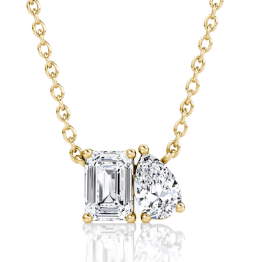 Toi et Moi Necklace in yellow gold, front view