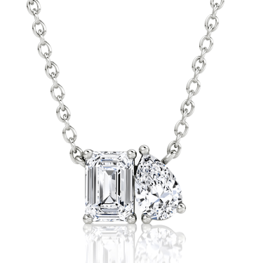Toi et Moi Necklace in white gold, front view
