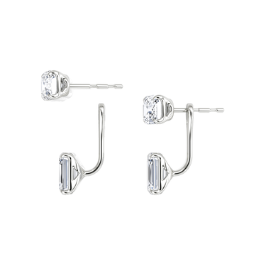 Solitaire Stud & Ear Jacket, Emerald / 1.0ct Stud, 1.0ct Ear Jacket, white gold, detail view
