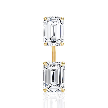 Solitaire Stud & Ear Jacket, Emerald / 1.0ct Stud, 1.0ct Ear Jacket, yellow gold, front view