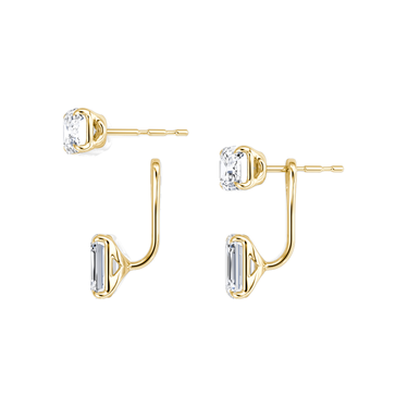 Solitaire Stud & Ear Jacket, Emerald / 1.0ct Stud, 1.0ct Ear Jacket, yellow gold, detail view