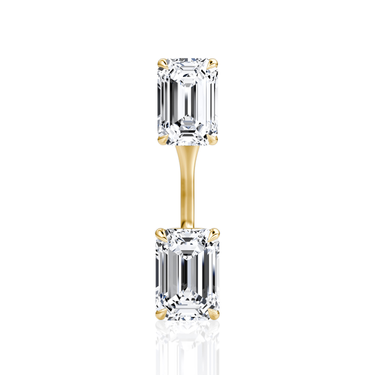 Solitaire Stud & Ear Jacket, Emerald / 0.50ct Stud, 0.50ct Ear Jacket, yellow gold, front view