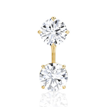 Solitaire Stud & Ear Jacket, Round Brilliant / 1.0ct Stud, 1.0ct Ear Jacket, yellow gold, front view