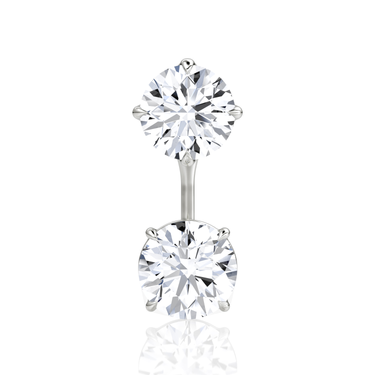 Solitaire Stud & Ear Jacket, Round Brilliant / 1.0ct Stud, 1.0ct Ear Jacket, white gold, front view