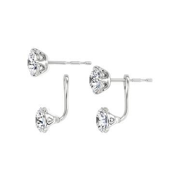 Solitaire Stud & Ear Jacket, Round Brilliant / 1.0ct Stud, 1.0ct Ear Jacket, white gold, detail view