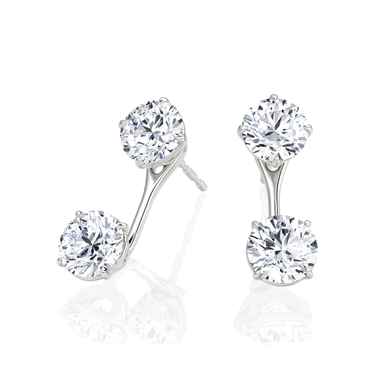 Solitaire Stud & Ear Jacket, Round Brilliant / 0.50ct Stud, 0.50ct Ear Jacket, white gold, angled view