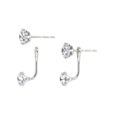 Solitaire Stud & Ear Jacket, Round Brilliant / 0.50ct Stud, 0.50ct Ear Jacket, white gold, detail view