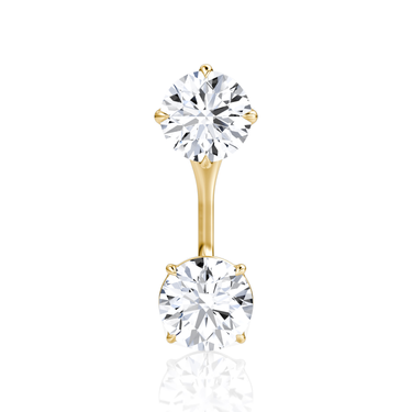 Solitaire Stud & Ear Jacket, Round Brilliant / 0.50ct Stud, 0.50ct Ear Jacket, yellow gold, front view