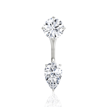 Solitaire Stud & Ear Jacket, Round Brilliant, Pear / 0.50ct Stud, 0.50ct Ear Jacket, white gold, front view