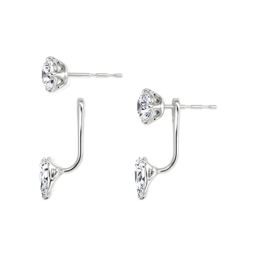 Solitaire Stud & Ear Jacket, Round Brilliant, Pear / 0.50ct Stud, 0.50ct Ear Jacket, white gold, detail view