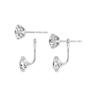 Solitaire Stud & Ear Jacket, Round Brilliant, Oval / 1.0ct Stud, 1.0ct Ear Jacket, white gold, detail view