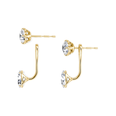 Solitaire Stud & Ear Jacket, Round Brilliant, Oval / 0.50ct Stud, 0.50ct Ear Jacket, yellow gold, detail view