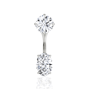 Solitaire Stud & Ear Jacket, Round Brilliant, Oval / 0.50ct Stud, 0.50ct Ear Jacket, white gold, front view