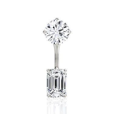 Solitaire Stud & Ear Jacket, Round Brilliant, Emerald / 0.50ct Stud, 0.50ct Ear Jacket, white gold, front view