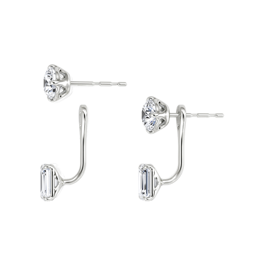 Solitaire Stud & Ear Jacket, Round Brilliant, Emerald / 0.50ct Stud, 0.50ct Ear Jacket, white gold, detail view