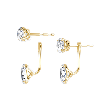 Solitaire Stud & Ear Jacket, Oval / 1.0ct Stud, 1.0ct Ear Jacket, yellow gold, detail view