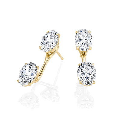 Solitaire Stud & Ear Jacket, Oval / 0.50ct Stud, 0.50ct Ear Jacket, yellow gold, angled view
