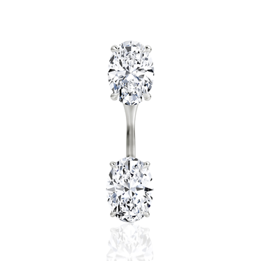 Solitaire Stud & Ear Jacket, Oval / 0.50ct Stud, 0.50ct Ear Jacket, white gold, front view