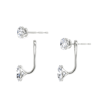 Solitaire Stud & Ear Jacket, Oval / 0.50ct Stud, 0.50ct Ear Jacket, white gold, detail view