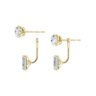 Solitaire Stud & Ear Jacket, Oval, Emerald / 1.0ct Stud, 1.0ct Ear Jacket, yellow gold, detail view