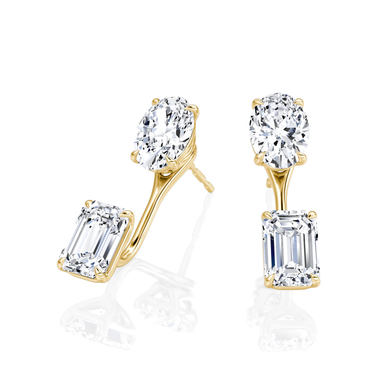 Solitaire Stud & Ear Jacket in yellow gold, angled view