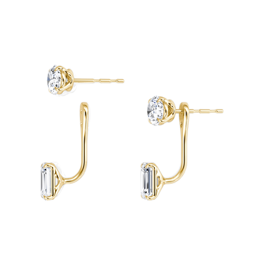 Solitaire Stud & Ear Jacket in yellow gold, detail view