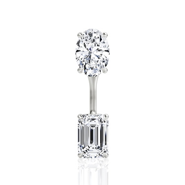 Solitaire Stud & Ear Jacket in white gold, front view