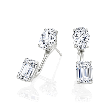 Solitaire Stud & Ear Jacket in white gold, angled view