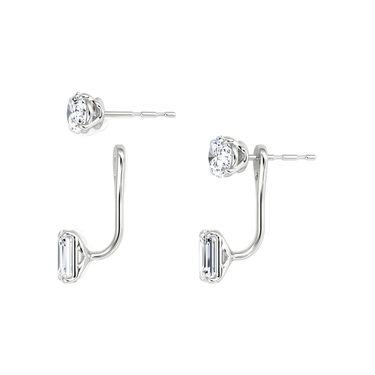 Solitaire Stud & Ear Jacket in white gold, detail view