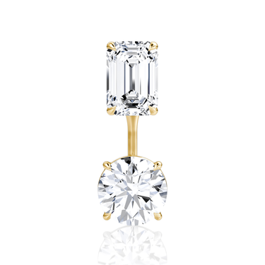 Solitaire Stud & Ear Jacket in yellow gold, front view