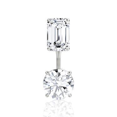 Solitaire Stud & Ear Jacket in white gold, front view
