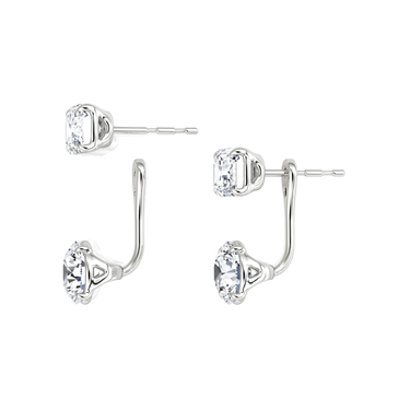 Solitaire Stud & Ear Jacket in white gold, detail view