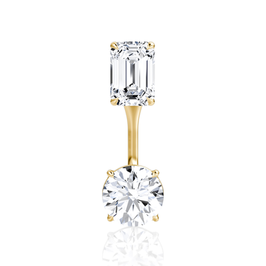 Solitaire Stud & Ear Jacket in yellow gold, front view