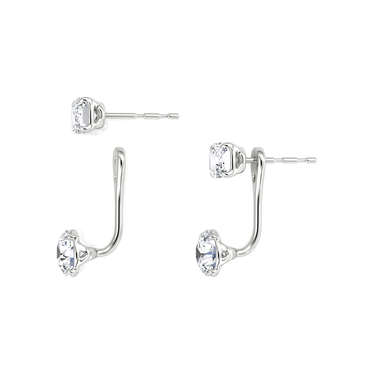 Solitaire Stud & Ear Jacket in white gold, detail view