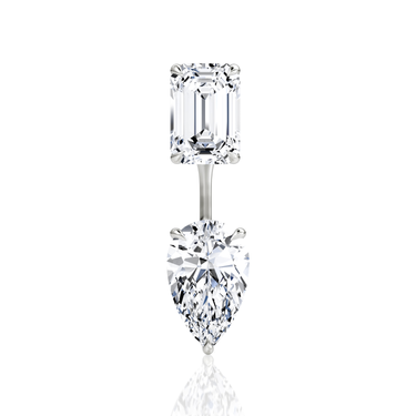 Solitaire Stud & Ear Jacket in white gold, front view