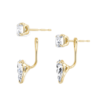 Solitaire Stud & Ear Jacket in yellow gold, detail view