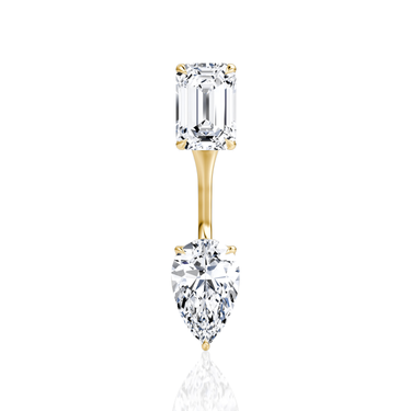 Solitaire Stud & Ear Jacket in yellow gold, front view