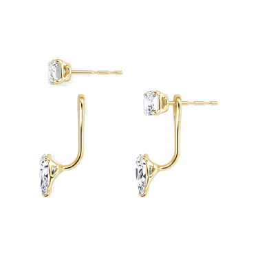 Solitaire Stud & Ear Jacket in yellow gold, detail view