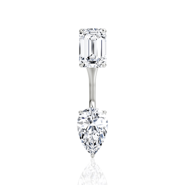 Solitaire Stud & Ear Jacket in white gold, front view