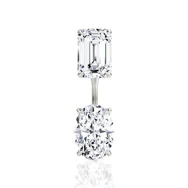 Solitaire Stud & Ear Jacket in white gold, front view