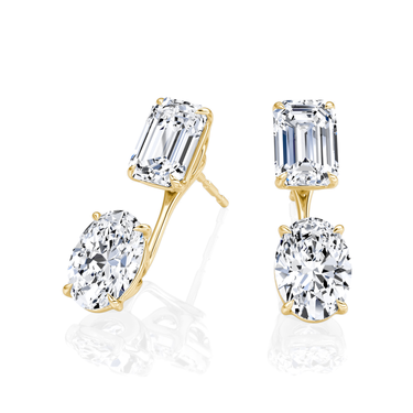 Solitaire Stud & Ear Jacket in yellow gold, angled view