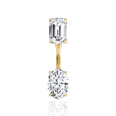 Solitaire Stud & Ear Jacket in yellow gold, front view