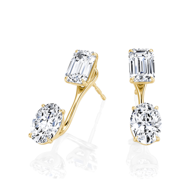 Solitaire Stud & Ear Jacket in yellow gold, angled view