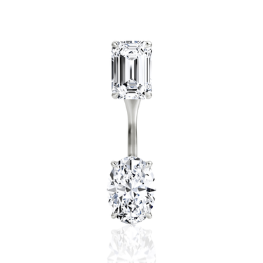 Solitaire Stud & Ear Jacket in white gold, front view