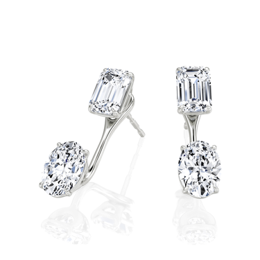 Solitaire Stud & Ear Jacket in white gold, angled view
