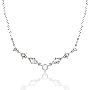 Mixed Shape Linked Tennis Necklace in white gold, back view