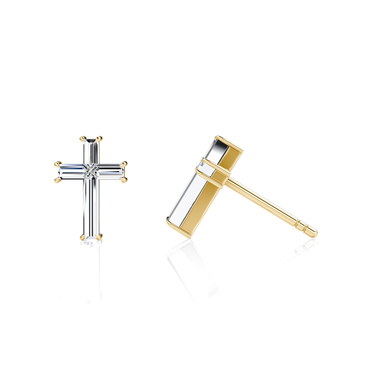Petite Cross Stud — Yellow Gold — profile