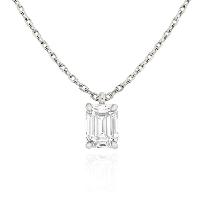 Solitaire Pendant in 18K White Gold — front view
