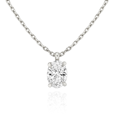 Solitaire Pendant in 18K White Gold — front view