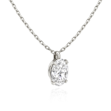 Solitaire Pendant in 18K White Gold — side view